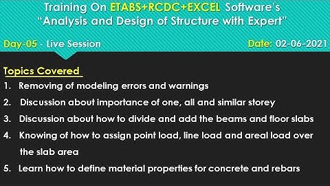 ETABS (Live Session Day - 05) | 2nd June 2021 I Civil Engineering I IS456