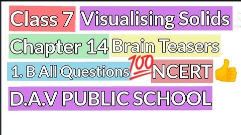 Study With Concept ] Ch 14 [ Visualising Solids ] {Brain Teasers} Solving 1.B All Questions .