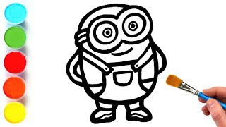 minion bob drawing painting coloring minion bob for children easy drawing for kids