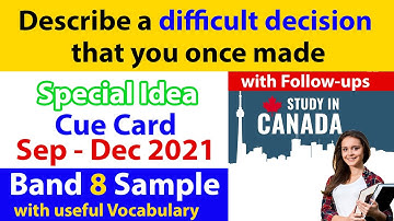 Describe a difficult decision that you once made Cue Card with Follow ups | Sep to Dec 2021 | Band 8