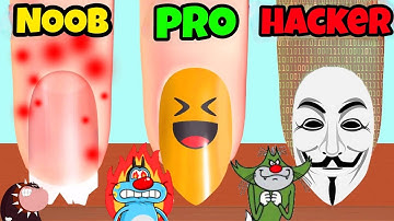 NOOB vs PRO vs HACKER in Nail Salon 3D Game | Oggy, Jack, Shinchan, Bob | Daddy gaming