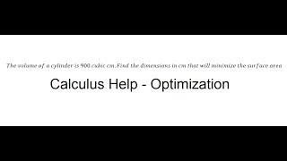 Optimization: Find the minimize of the surface area of cylinder
