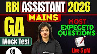 RBI Assistant Mains 2026 GA | General Awareness Most Expected Questions | Priya mam #9