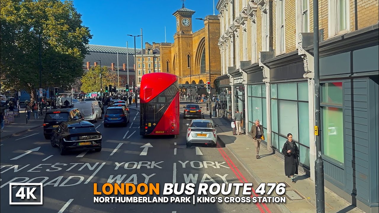 Peaceful Morning Bus Ride Through North London | Route 476 to King’s Cross Station [POV 4K HDR]