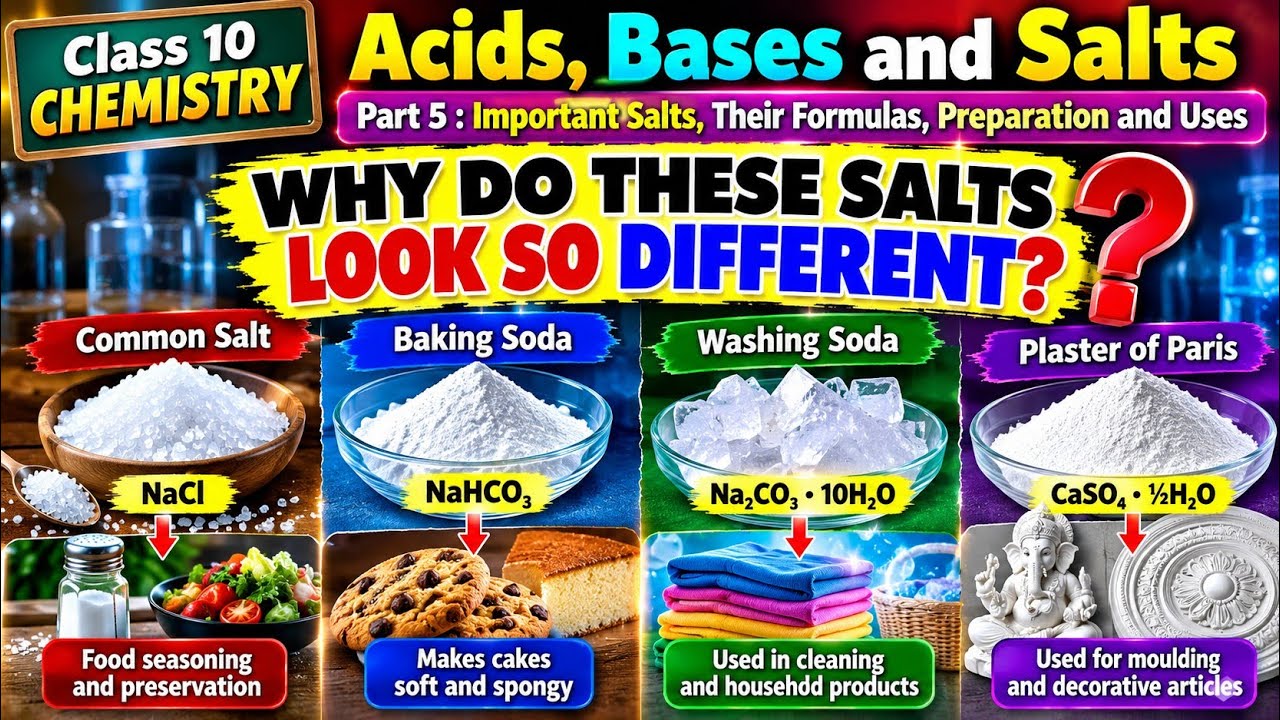 Important Salts, Formulas & Uses 🧪 | Class 10 Chemistry | Part 5 - YouTube