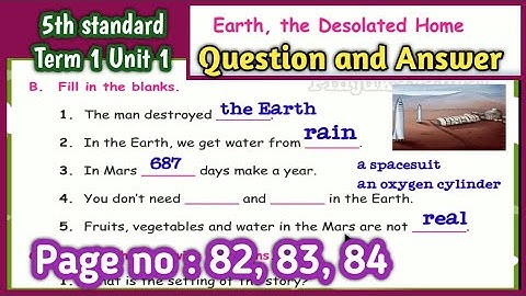 Earth the desolated home Book Back Question  Answers | 5th standard English term 1@PINJUKARANGAL