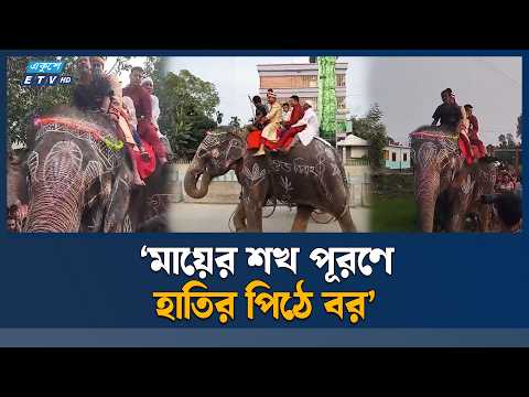 মায়ের ইচ্ছে পূরণে হাতির পিঠে চড়ে বিয়ে করতে গেলেন যুবক | Ekushey TV