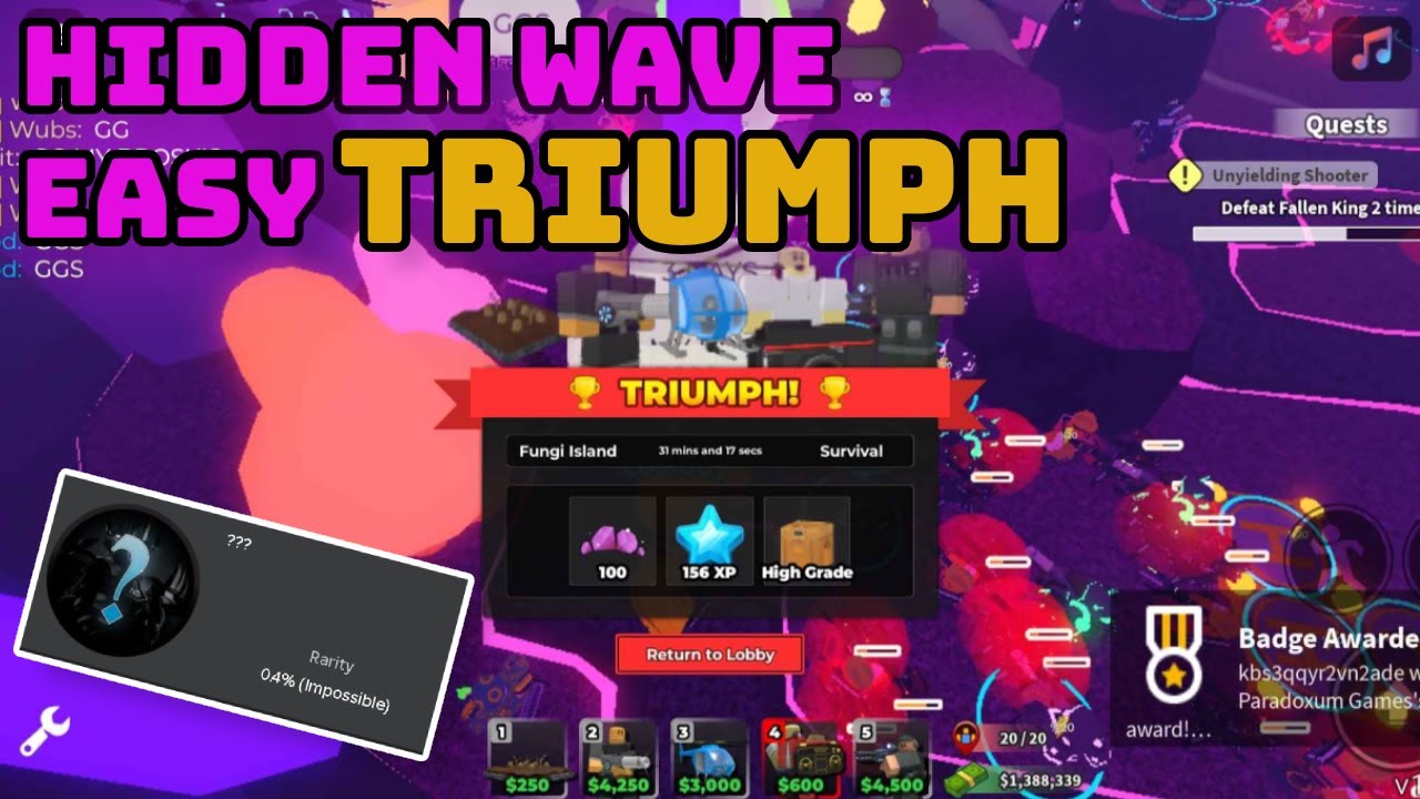 Hidden Wave Hidden Wave TRIUMPH || HOW TO BEAT| || Tower Defense Simulator - YouTube