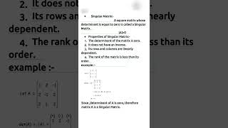 🔥 Singular Matrix in Hindi | Definition, Example & Properties | BCA Exam#SingularMatrix#MatrixMath