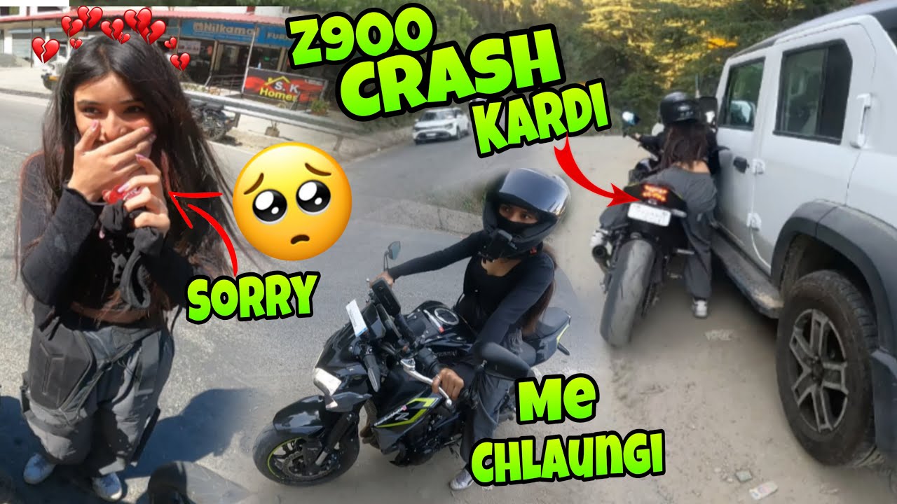 SHE CRASHED  Z900 with THAR R0X😐💔LIVE CAPTURED IN CAMERA 📸 Nuksaan ho gya 😳