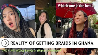 Getting braids in Ghana_COST, TIME and EXPERIENCE🇬🇭 ⚠️Bossy managers?🔅Homecoming Vlog