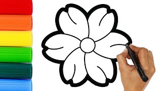 Glitter Flower, Painting, Coloring for Kids and Toddlers | Easy Drawing Tips