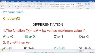Differentiation MCQs with answers I 2nd year math  mcqs |2nd year math chapter 2 differentiation
