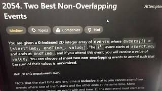 Leetcode 2054. Two Best Non-overlapping Events
