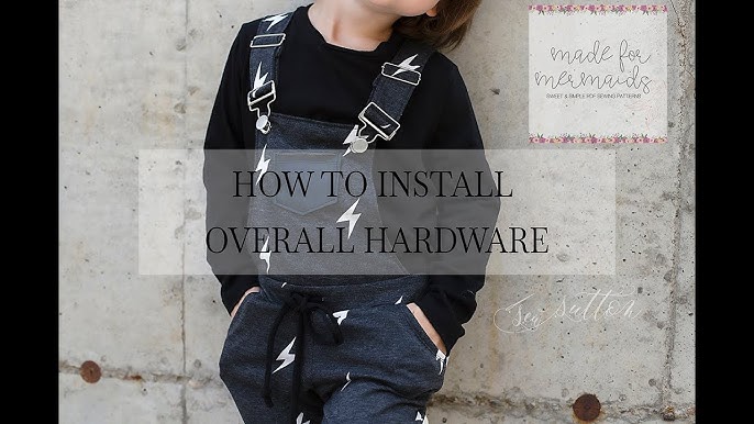 How to attach overall buckle strap pinafore jumpsuit jeans 牛仔吊带纽扣 