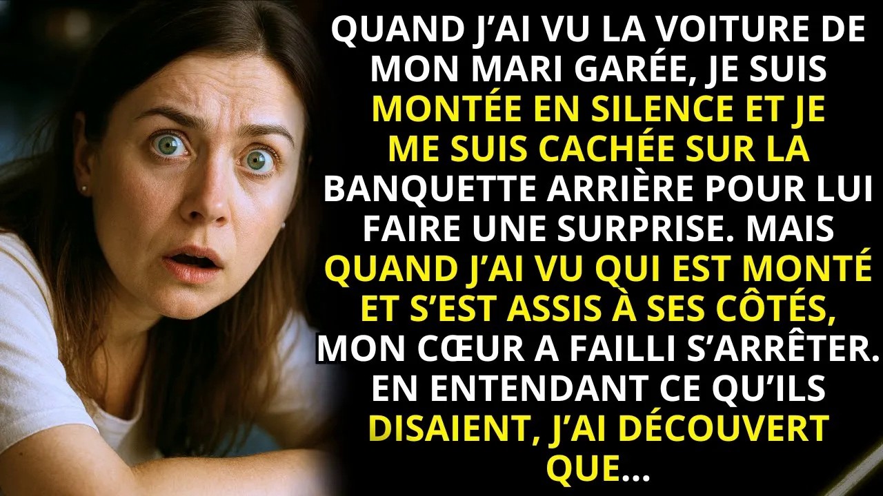 Ce vendredi-là, je suis rentrée plus tôt pour surprendre mon mari avec ses pâtisseries préférées. Je me suis cachée sur la banquette arrière de sa voiture, le cœur battant, imaginant son sourire....
