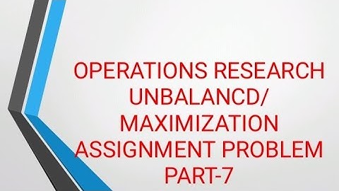 Assignment problem special case|| Hungarian method||Operations research|| Part-7