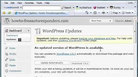 How to Update your wordpress site to Wordpress 3.0.2