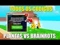 NOVO CODIGO +TODOS OS CODIGOS ATIVOS DO PLANTAS VS BRAINROTS - ROBLOX