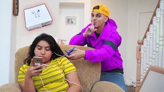 Cutting Sister's Earphones, Then Giving Her Airpods Pro!