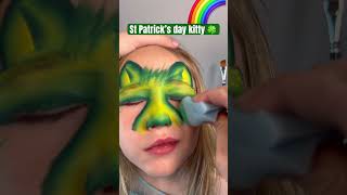 Adorable St Patrick’s Day Kitty Face Paint #Facepainting #Lucky #Shorts #Stpatricksday #Artist #Art