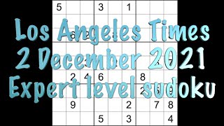 Sudoku solution – Los Angeles Times sudoku 2 December 2021 Expert level screenshot 5