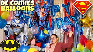Superman DC Comics Balloon Party! Weird Batman Airwalker? Filling Giant Balloons Helium Decorations