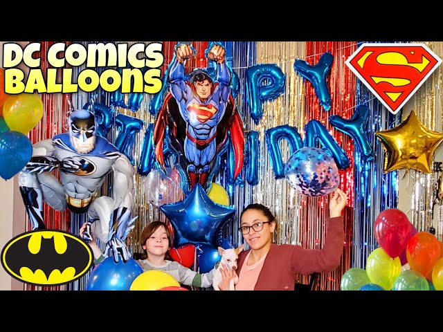 Superman DC Comics Balloon Party! Weird Batman Airwalker? Filling Giant Balloons Helium Decorations class=