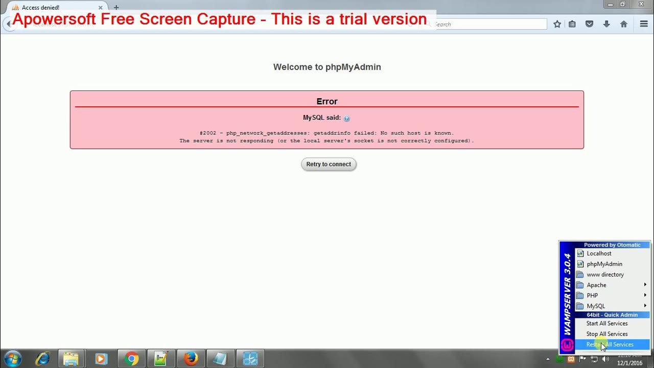 Connection error admin. Connection error admin