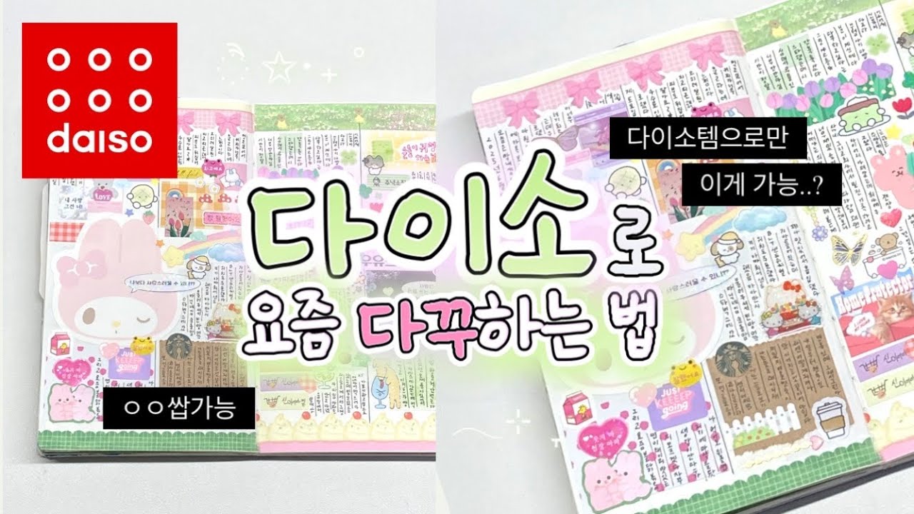 다이소템으로만 요즘 유행하는 다꾸 해보기 (샤오홍슈)