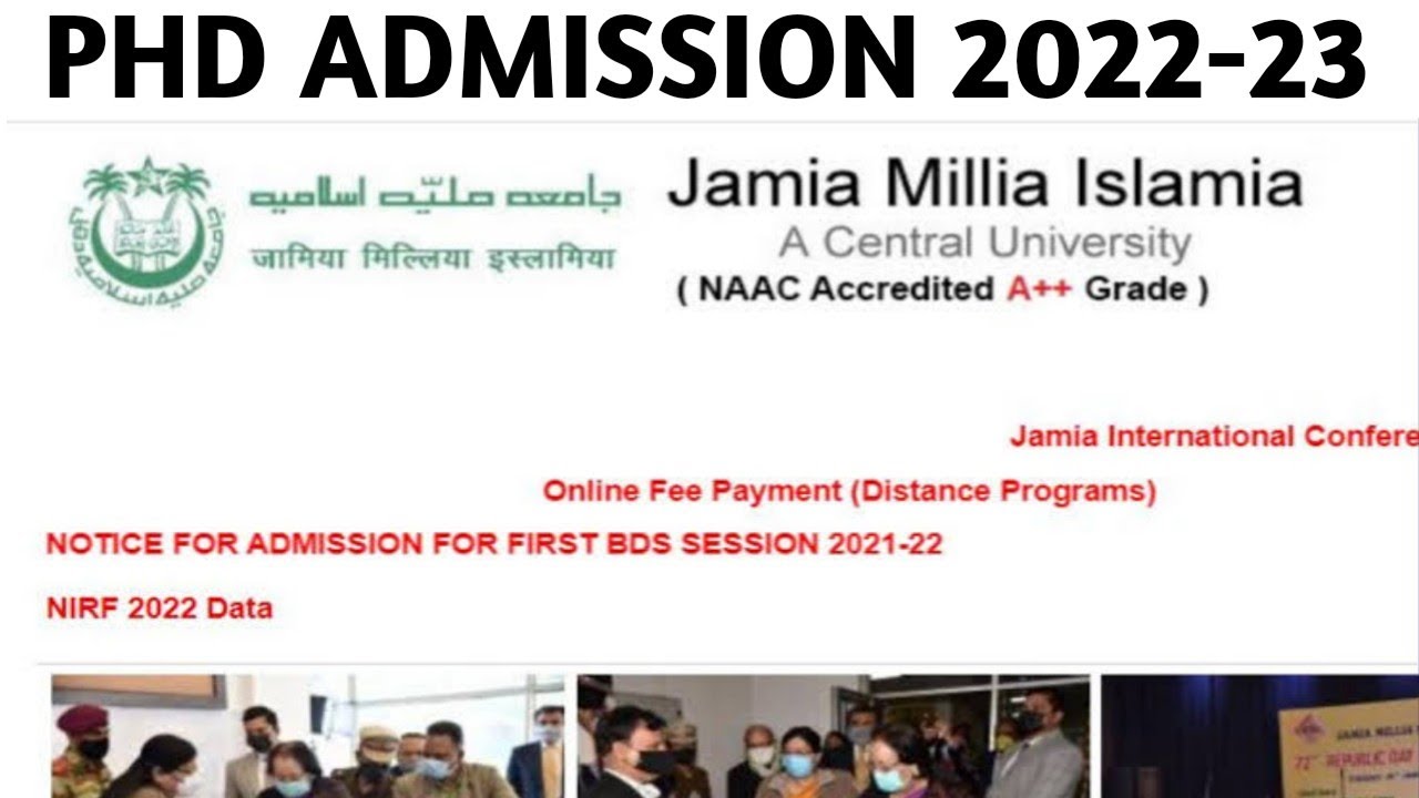 Phd Admission Notification 2022-23 | Jamia Millia Islamia | A++ Central University | UGC|