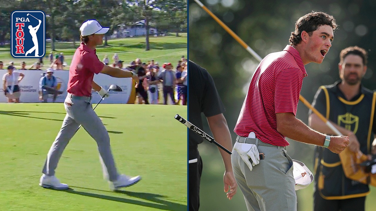 21-year-old Jackson Koivun comes up CLUTCH on the 18th hole of the Presidents Cup!