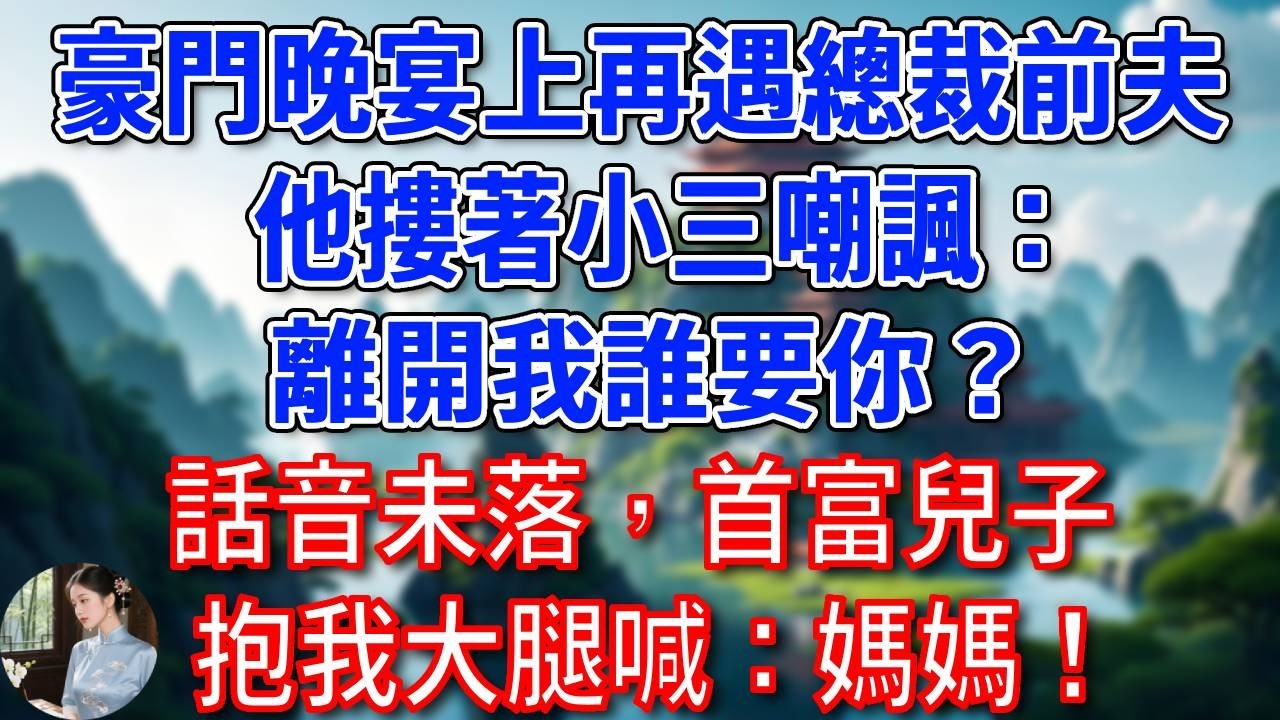 豪門晚宴上再遇總裁前夫，他摟著小三嘲諷：離開我誰要你？話音未落，首富兒子抱我大腿喊：媽媽！他瞬間傻眼！#為人處世#生活經驗#情感故事#故事#小說#戀愛#情感#婚姻