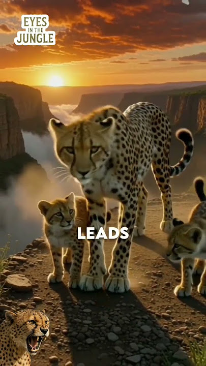 Mother Cheetah Guides Her Cubs Through the Peaks #cheetah #wildlife #shortvideo