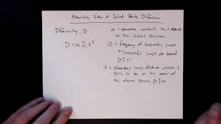 MSE 403 S21 Lecture 21 - Module 4 - Atomistic View of Solid-State Diffusion Part 1