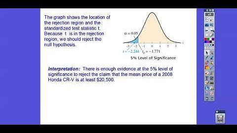 Hypothesis Testing for the Mean (S.D.  Unknown) - Section 7.3