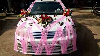 Excellent White Wedding Car Decoration Ideas with Flower || शादी की कार डिजाइन