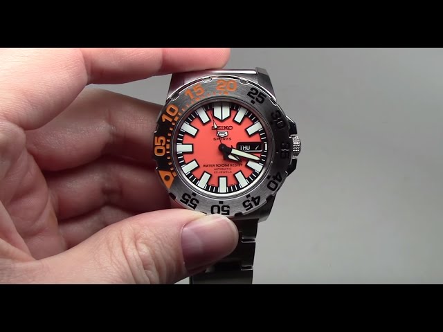 Seiko "Baby Monster" 5 Orange Men's Watch Review Model: SNZF49 -