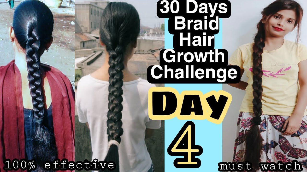 30 Days Braid Hair Growth || Day 4 how to get thicker and longer hair ...
