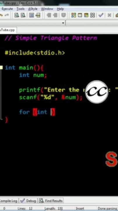 Simple Triangle Pattern using C programming Part 2 - YouTube