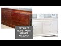DRESSER MAKEOVER USING PEARL METALLIC PAINT AND CHALK PAINT