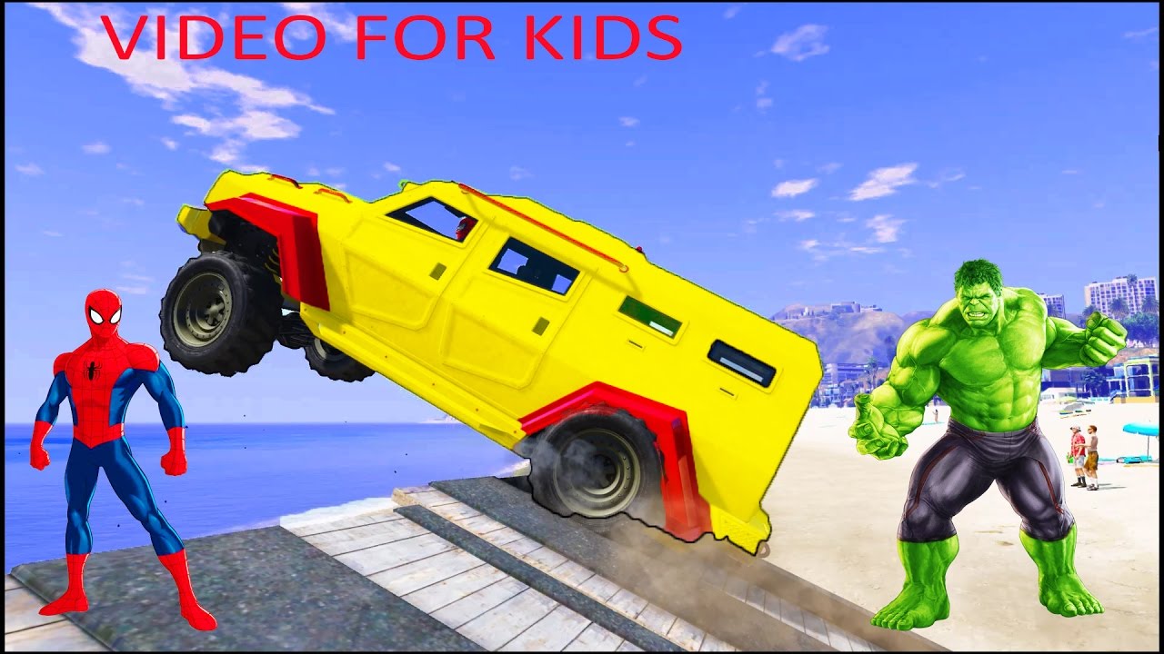 Superheros Drive OFFROAD CARS Spiderman Cartoon for Kids with Nursery