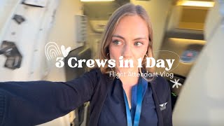 3 different crews in 1 day// FLIGHT ATTENDANT VLOG