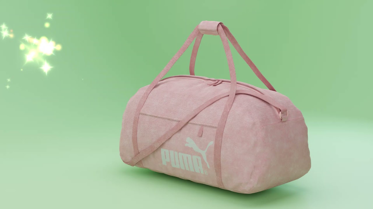 Pink sports bag. Polygonal 3D model