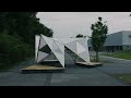 東京大学今井公太郎研究室による、移動式シェルター「PENTA-HARD」。3Dプリントのアルミ製仕口を用いた建築。専門性と情報量が集中する“仕口”を個別の形が作れる3Dプリントに置換して技術から解放。
