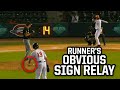 Runner obviously relays signs to hitter, a breakdown