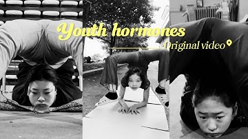 Original video of acrobatic troupe girls training in soft skills. Coordinates Shandong