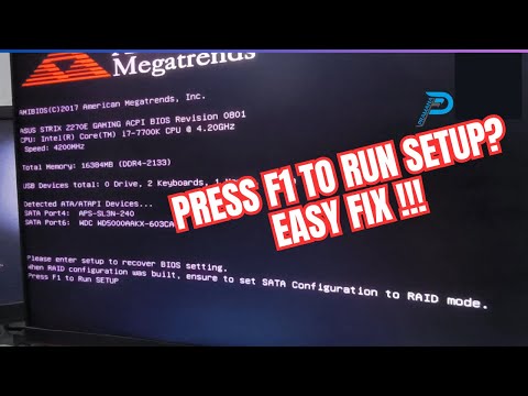 Warning Press F1 To Run Setup | Please Enter Setup to Recover BIOS Setting When RAID configuration