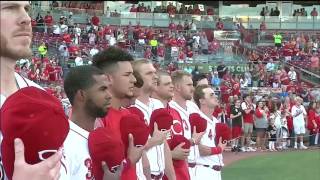 Patrick Henry Hughes Sings National Anthem At Cincinnati Reds