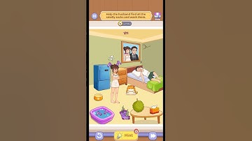 Brain Fever: Puzzle Game - Level 39 - Help the husband find all the smelly socks and wash them.